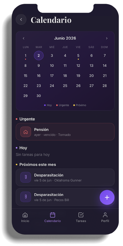 Pantalla del calendario consolidado en Stable