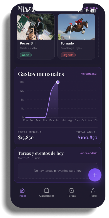 Pantalla de gastos mensuales en Stable